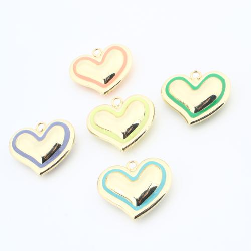 Colgantes de corazón de latón, metal, chapado en color dorado, Bricolaje & esmalte, más colores para la opción, Vendido por UD