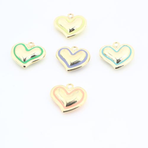 Colgantes de corazón de latón, metal, chapado en color dorado, Bricolaje & esmalte, más colores para la opción, Vendido por UD