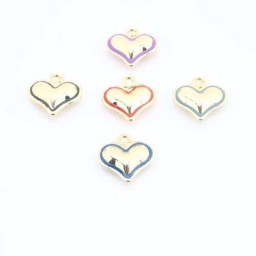 Colgantes de corazón de latón, metal, chapado en color dorado, Bricolaje & esmalte, más colores para la opción, 15x15x4mm, Vendido por UD