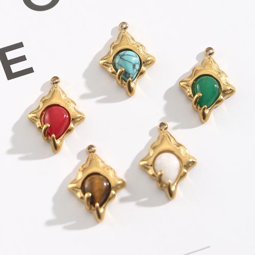 Pendentif bijoux de pierre gemme, Acier inoxydable 304, avec Pierre naturelle, Placage, DIY, plus de couleurs à choisir Vendu par sac
