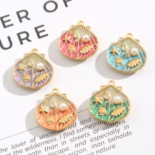 Emaille Edelstahl Anhänger, 304 Edelstahl, mit Kunststoff Perlen, Schale, plattiert, DIY, keine, 10PCs/Tasche, verkauft von Tasche