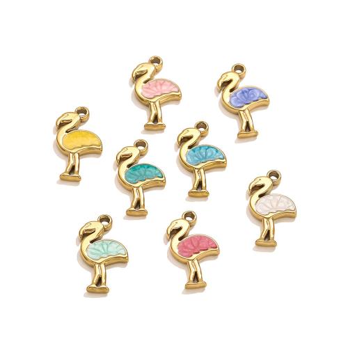 Enamel Stainless Steel Pendant, 304 Stainless Steel, Bird, plated, DIY 