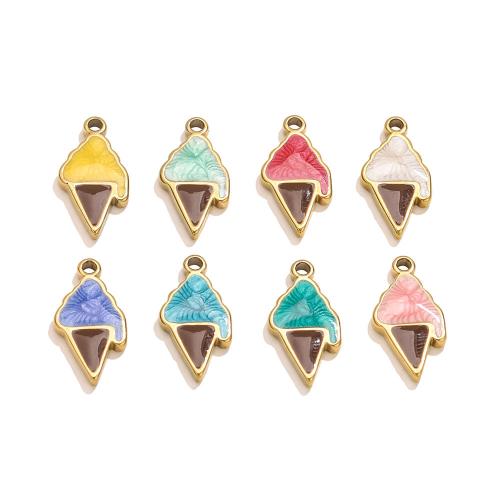 Enamel Stainless Steel Pendant, 304 Stainless Steel, Ice Cream, plated, DIY 