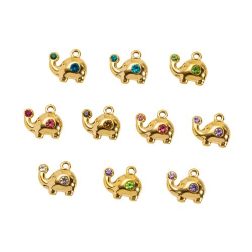 ラインストーンのステンレス　ペンダント, 304ステンレススチール, 象, メッキ, DIY & ライン石のある, 無色, 10パソコン/バッグ, 売り手 バッグ