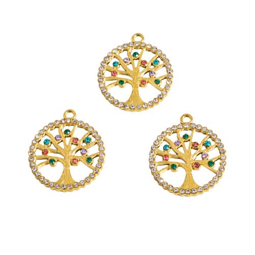 ラインストーンのステンレス　ペンダント, 304ステンレススチール, ツリー, メッキ, DIY & ライン石のある & くり抜き, 無色, 10パソコン/バッグ, 売り手 バッグ