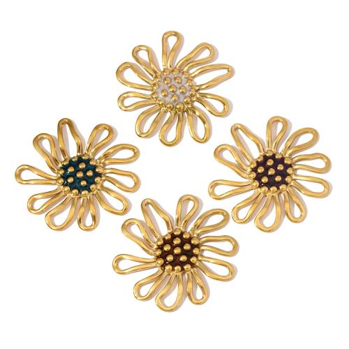 Pendentifs en acier inoxydable émail, Acier inoxydable 304, margueritepâquerette, Placage, DIY, plus de couleurs à choisir Vendu par sac