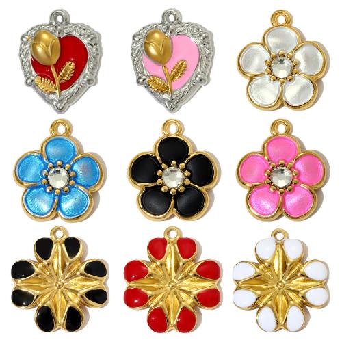 Pendentifs en acier inoxydable émail, Acier inoxydable 304, Placage, DIY & avec strass, plus de couleurs à choisir Vendu par sac