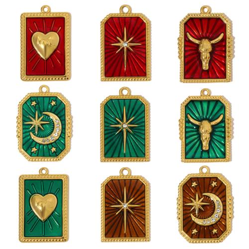 Pendentifs en acier inoxydable émail, Acier inoxydable 304, Placage, DIY & avec strass, plus de couleurs à choisir Vendu par sac
