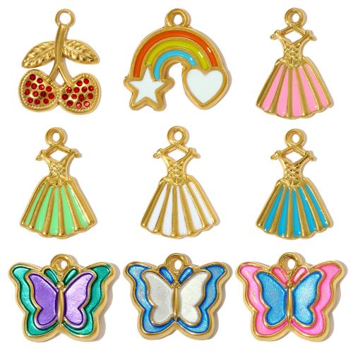 Pendentifs en acier inoxydable émail, Acier inoxydable 304, Placage, DIY & avec strass, plus de couleurs à choisir Vendu par sac