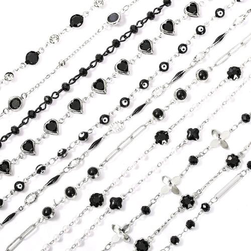 Cadena de cuentas de piedras preciosas, metal, chapado, Bricolaje & diferentes estilos para la opción, Vendido por m