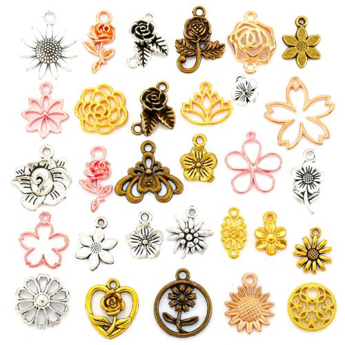 pendentifs de fleur en alliage zinc, alliage de zinc, Placage, modèle mixte & DIY, plus de couleurs à choisir é, Vendu par fixé