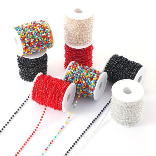 Cadena de cuentas de piedras preciosas, fundición, con Cristal, chapado, Bricolaje, más colores para la opción, longitud:1 m, Vendido por UD