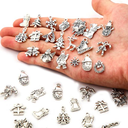 Рожденственские подвески из цинкового сплава, цинковый сплав, плакированный цветом под старое серебро, Рождественский дизайн & DIY & разные стили для выбора, продается PC