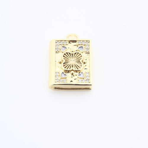 キュービックジルコニアマイクロパヴェブラスペンダント, 銅, 本, メッキ, DIY & マイクロパヴェジルコニア, 金色 売り手 パソコン