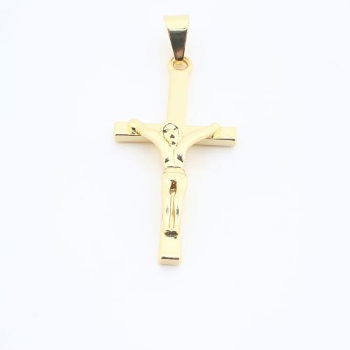 Colgantes de Cruces de latón, metal, chapado, Bricolaje, dorado, 57x24x6mm, Vendido por UD