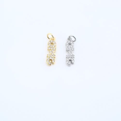 Цирконий Микровымостить латунь подвеска, Латунь, Алфавитное письмо, Другое покрытие, DIY & инкрустированное микро кубического циркония, Много цветов для выбора продается PC