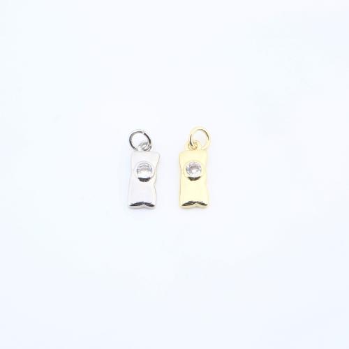 Цирконий Микровымостить латунь подвеска, Латунь, Прямоугольная форма, Другое покрытие, DIY & инкрустированное микро кубического циркония, Много цветов для выбора продается PC