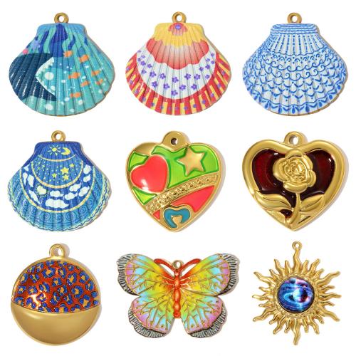 colgantes de acero inoxidable de esmalte, acero inoxidable 304, chapado, Bricolaje, más colores para la opción, 1PCs/Bolsa, Vendido por Bolsa