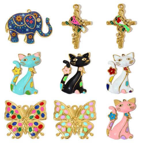 colgantes de acero inoxidable de esmalte, acero inoxidable 304, chapado, Bricolaje, más colores para la opción, 3PCs/Bolsa, Vendido por Bolsa