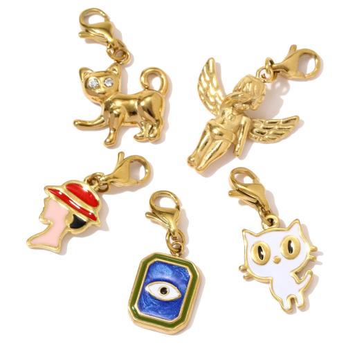 colgantes de acero inoxidable de esmalte, acero inoxidable 304, chapado, Bricolaje & con diamantes de imitación, más colores para la opción, 3PCs/Bolsa, Vendido por Bolsa