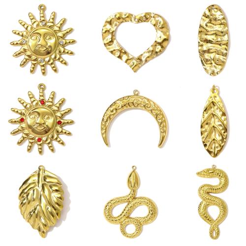 Кулоны из нержавеющей стали, Нержавеющая сталь 304, плакирован золотом, DIY & со стразами, Золотой, 3ПК/сумка, продается сумка