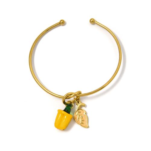 Манжеты браслет из нержавеющей стали, Нержавеющая сталь 304, с Акрил, плакирован золотом, ювелирные изделия моды & эмаль, разноцветный, продается PC