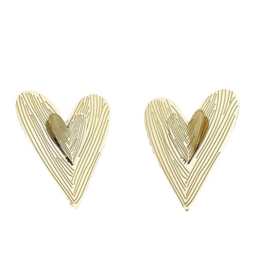 Arete de acero inoxidable , acero inoxidable 304, Corazón, chapado en color dorado, Joyería, dorado, Vendido por Par