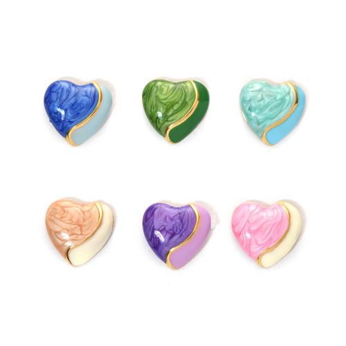 Esmalte de acero inoxidable anillo de dedo, acero inoxidable 304, Corazón, chapado en color dorado, Joyería, más colores para la opción, Vendido por UD