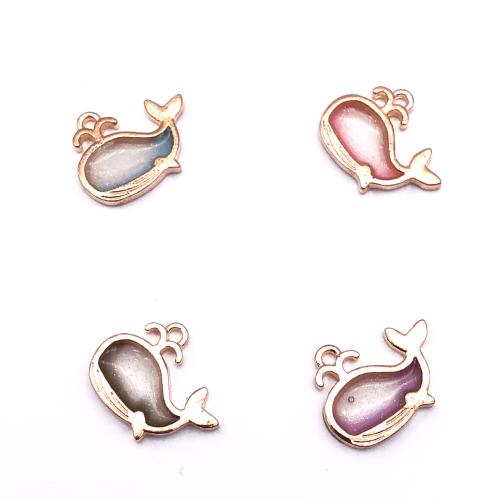 Кулоны с эмалью из цинкового сплава, цинковый сплав, Кит, плакирован золотом, DIY, Много цветов для выбора 10ПК/сумка, продается сумка