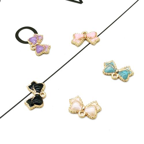 Кулоны с эмалью из цинкового сплава, цинковый сплав, Бантик, плакирован золотом, DIY, Много цветов для выбора 10ПК/сумка, продается сумка
