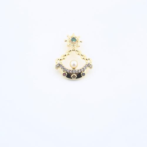 Цирконий Микровымостить латунь подвеска, Латунь, с Пластиковая жемчужина, Корабль, Другое покрытие, DIY & инкрустированное микро кубического циркония, Много цветов для выбора продается PC