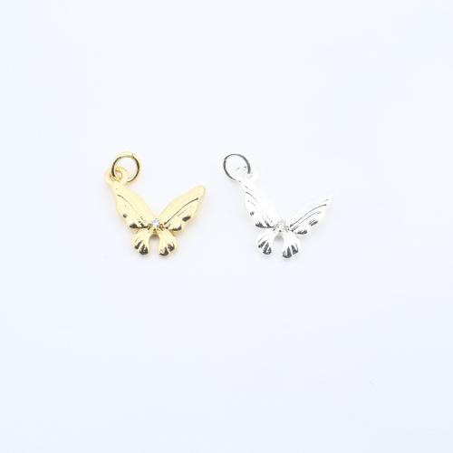 Цирконий Микровымостить латунь подвеска, Латунь, бабочка, Другое покрытие, DIY & инкрустированное микро кубического циркония, Много цветов для выбора продается PC
