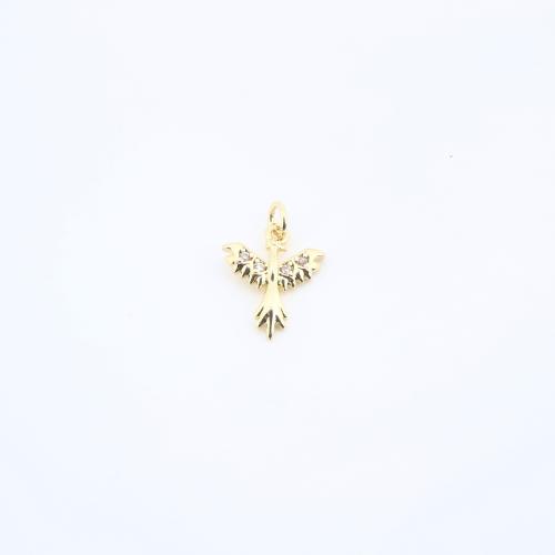 Цирконий Микровымостить латунь подвеска, Латунь, Phoenix, Другое покрытие, DIY & инкрустированное микро кубического циркония, Золотой продается PC