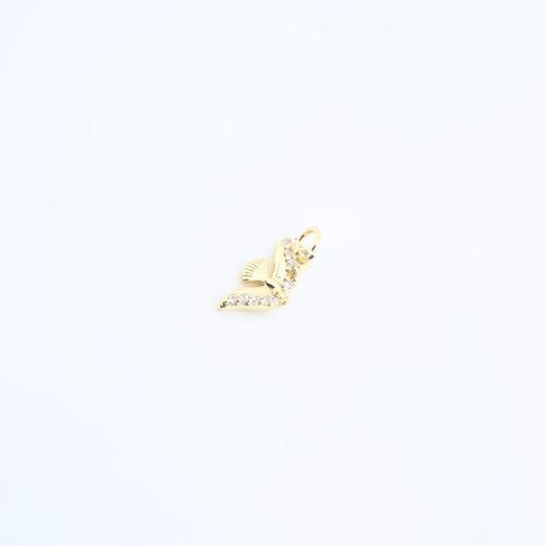 Цирконий Микровымостить латунь подвеска, Латунь, Птица, Другое покрытие, DIY & инкрустированное микро кубического циркония, Золотой продается PC