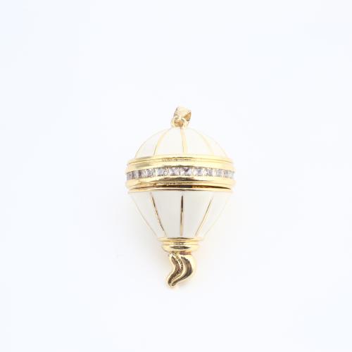 Цирконий Микровымостить латунь подвеска, Латунь, Hot Balloon, Другое покрытие, DIY & инкрустированное микро кубического циркония & эмаль, Много цветов для выбора продается PC