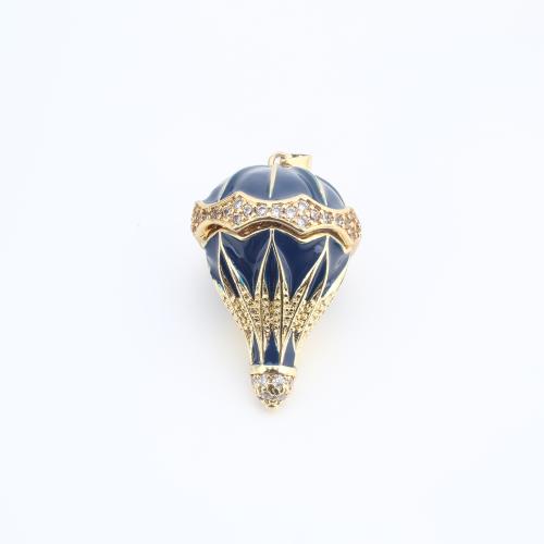 Цирконий Микровымостить латунь подвеска, Латунь, Hot Balloon, Другое покрытие, DIY & инкрустированное микро кубического циркония & эмаль, Много цветов для выбора продается PC
