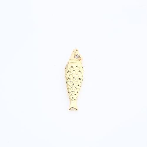 キュービックジルコニアマイクロパヴェブラスペンダント, 銅, 魚, メッキ, DIY & マイクロパヴェジルコニア, ゴールド 売り手 パソコン