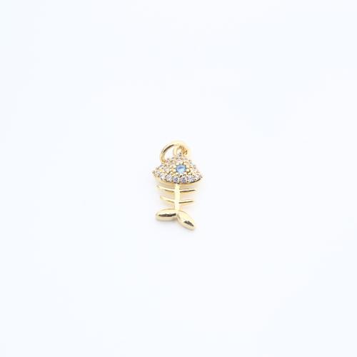 キュービックジルコニアマイクロパヴェブラスペンダント, 銅, 魚, メッキ, DIY & マイクロパヴェジルコニア, 無色 売り手 パソコン