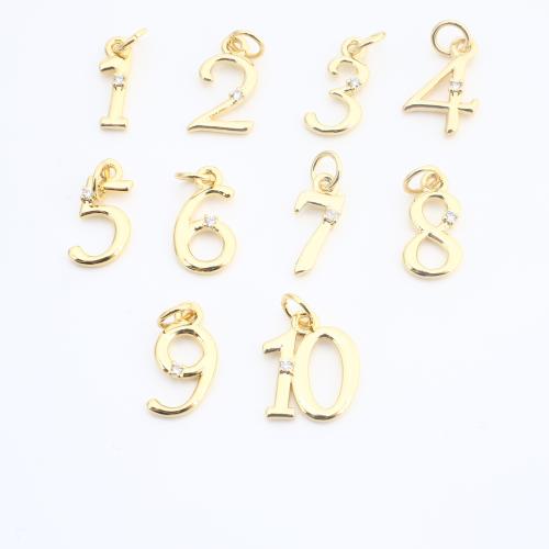 キュービックジルコニアマイクロパヴェブラスペンダント, 銅, 数字マーク, メッキ, DIY & マイクロパヴェジルコニア, 金色 売り手 パソコン