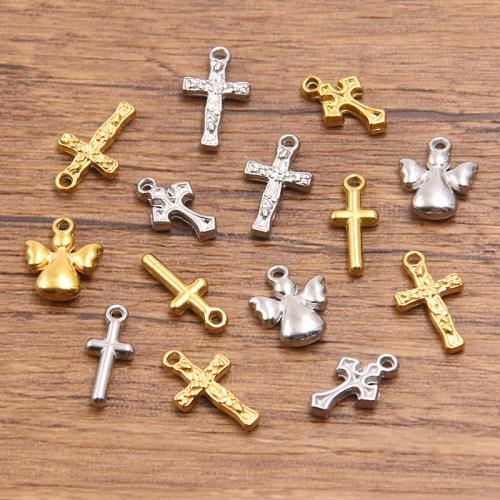Colgantes de Cruces de acero inoxidable, acero inoxidable 304, chapado, Bricolaje, más colores para la opción, 10PCs/Bolsa, Vendido por Bolsa