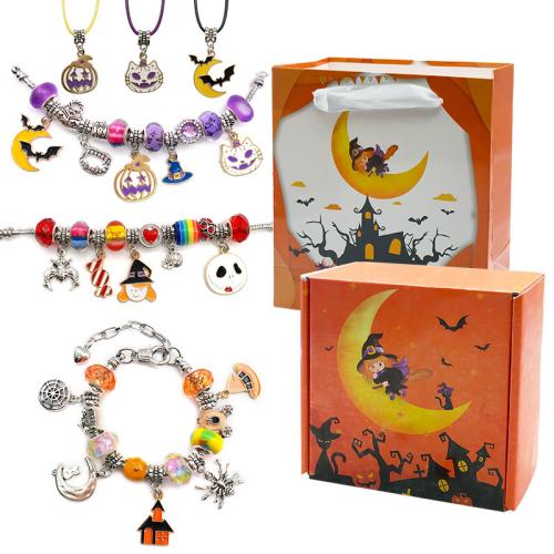 Los niños cuentas de bricolaje cadena conjunto, aleación de zinc, con resina & metal, chapado, Diseño de Halloween & para  los niños & diferentes estilos para la opción, Vendido por Set