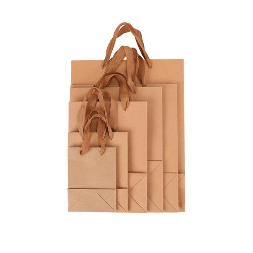 Gift Shopping Bag, Kraft, printing yellow 