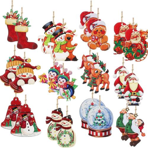 Wood Hanging Ornaments, Christmas Design 