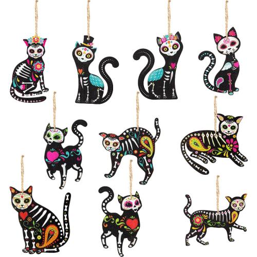 pino Ornamentos colgantes, Gato, Diseño de Halloween, 10PCs/Set, Vendido por Set