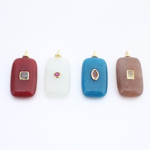 Подвески из натуральных камни и латуни, Латунь, с Полудрагоценный камень, Другое покрытие, DIY & инкрустированное микро кубического циркония, Много цветов для выбора продается PC