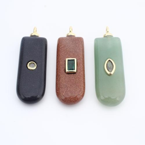 Подвески из натуральных камни и латуни, Латунь, с Природный камень, Другое покрытие, DIY & инкрустированное микро кубического циркония, Много цветов для выбора продается PC