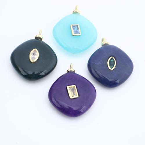 Подвески из натуральных камни и латуни, Латунь, с Природный камень, Другое покрытие, DIY & инкрустированное микро кубического циркония, Много цветов для выбора продается PC