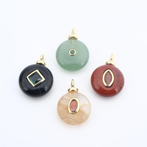 Подвески из натуральных камни и латуни, Латунь, с Природный камень, Другое покрытие, DIY & инкрустированное микро кубического циркония, Много цветов для выбора продается PC