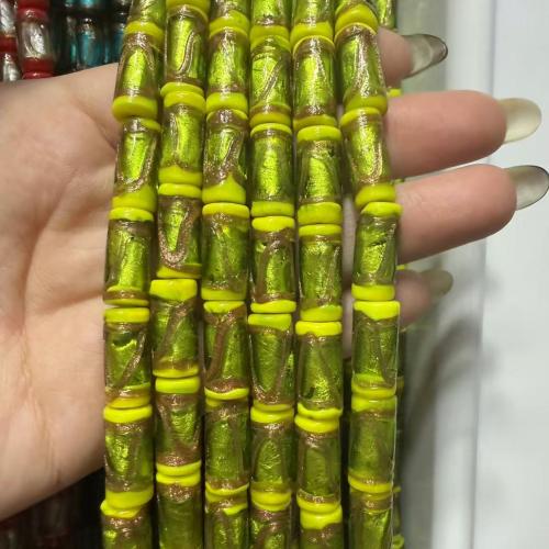 Goldsand Lampwork Perlen, mit Goldsand, Handzeichnung, DIY, keine, 8x16mm, verkauft von PC