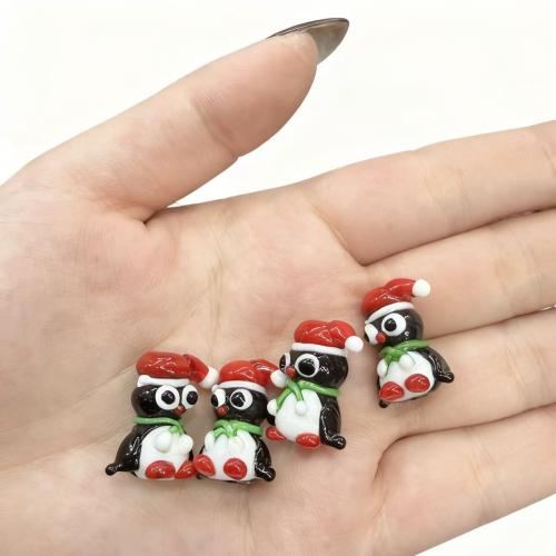 Бисеры в форме рождества, Лэмпворк, Пингвин, рука рисунок., DIY, разноцветный продается PC